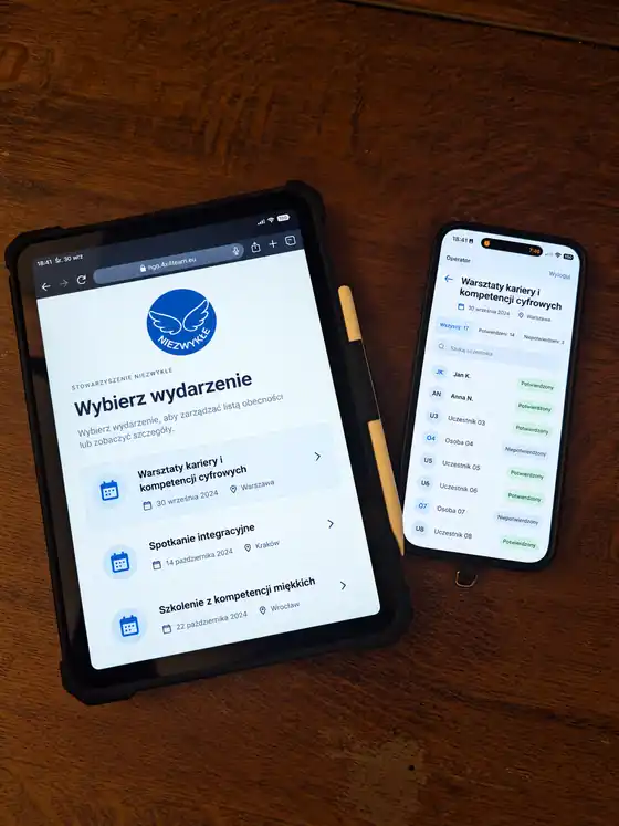 Tablet i telefon z aplikacją NGO — realny scenariusz pracy